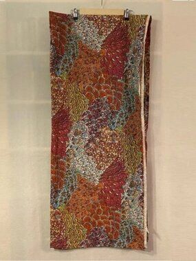Anthropologie cotton pink orange feather print 84" x 96" wall hanging tapestry